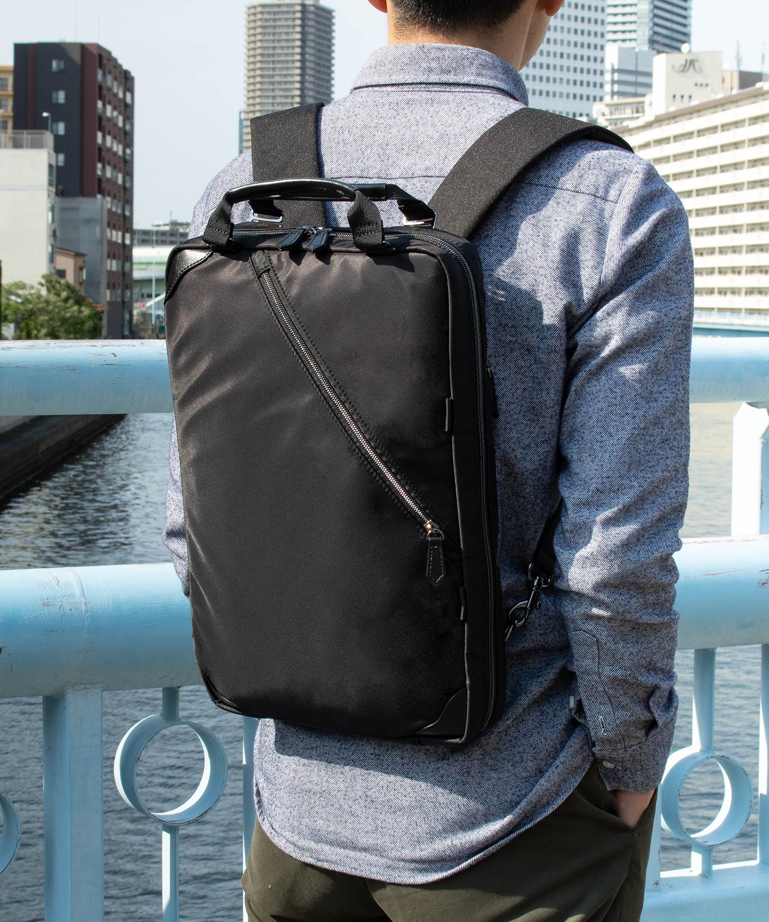 ZARIO Business Bag Backpack Men's 2way A4 Standalone Water-Repellent Nylon Large Capacity Lightweight Slim Thin Notebook PC ZARIO ZA-1008