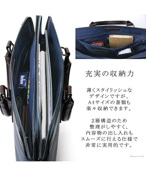 ザリオ ZARIO バッグ 薄い ビジネスバッグ メンズ 薄マチ 軽量 二層収納 通勤バッグ A4対応 ダブルファスナー 2way ブリーフケース