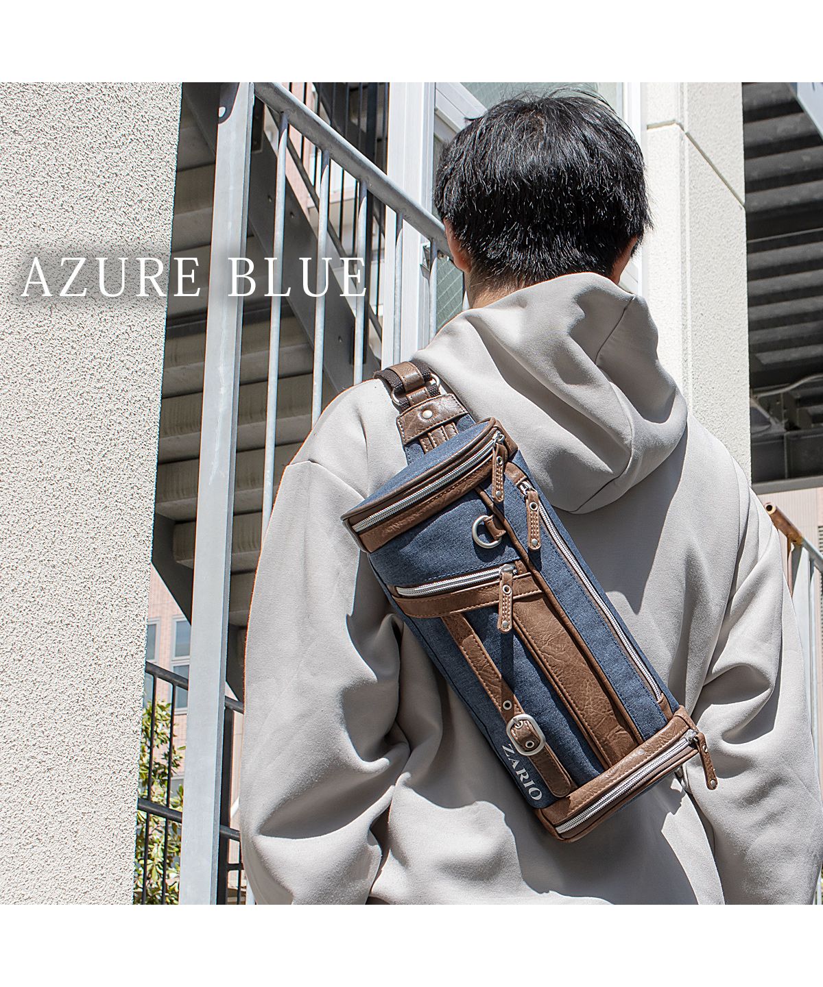 ザリオ ZARIO ボディバッグ 大容量 合皮 かっこいい ドラム型 フェスバッグ 杢調 ナイロン 人気 ワンショルダー 斜め掛け ブランド ZARIO ザリオ ZAー1001