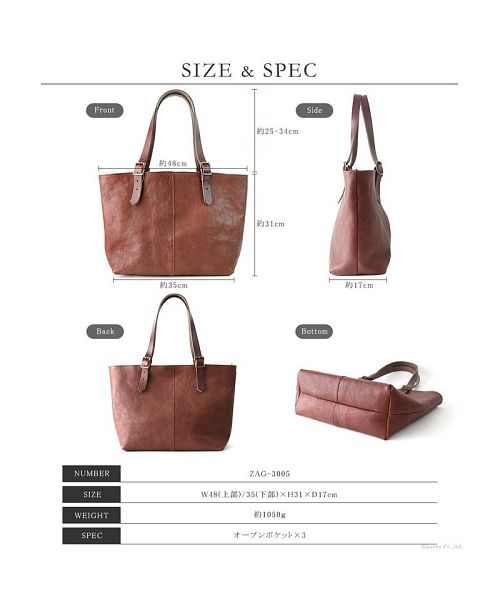ZARIO-GRANDEE Tote Bag for Women A4 Shoulder Carry Genuine Leather Cowhide Large Capacity ZARIO-GRANDEE
