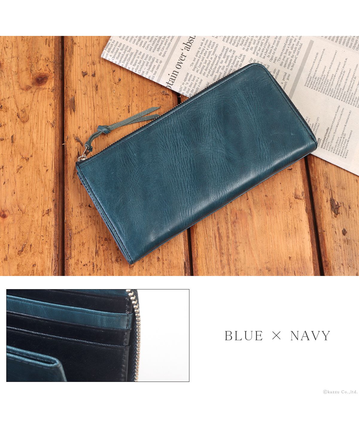 ZARIO-PREMIO Wallet Long Wallet for Men Genuine Leather L-Zip Fastener Bacchus × Italian Leather Long Wallet