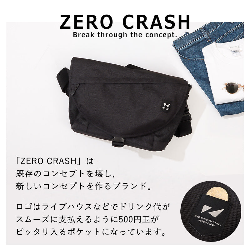 ゼロクラッシュ ZERO CRASH メッセンジャーバッグ ボディバッグ ショルダーバッグ レディース メンズ 撥水ポリ ZERO CRASH ゼロクラッシュ ブランド  12ー1709K  （グレー） グレー