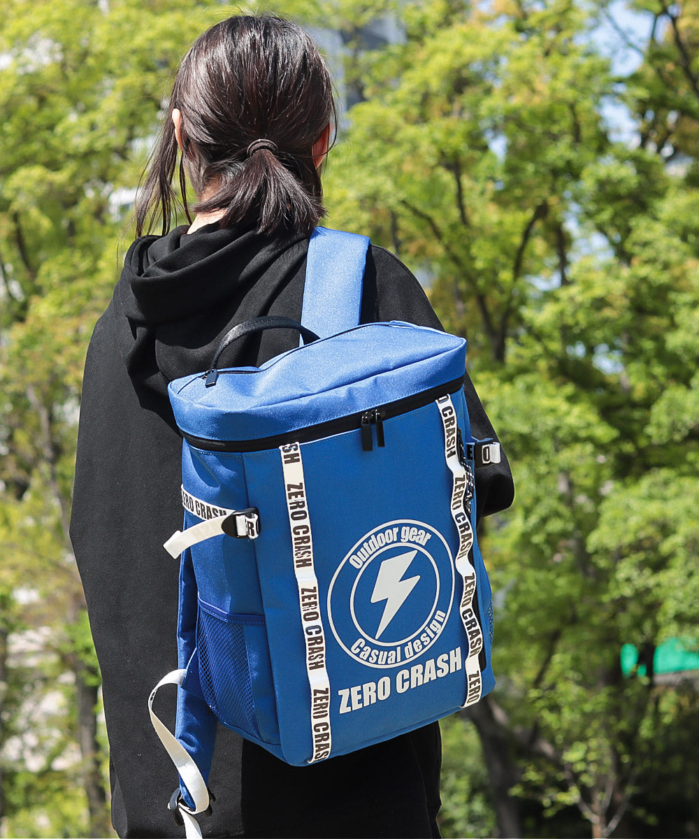 ゼロクラッシュ ZERO CRASH ZERO CRASH ゼロクラッシュ リュック ボックス型 スクエア型 ユニセックス 大容量 防水 15l PC A4サイズ収納可 ZCー2021,ブルー