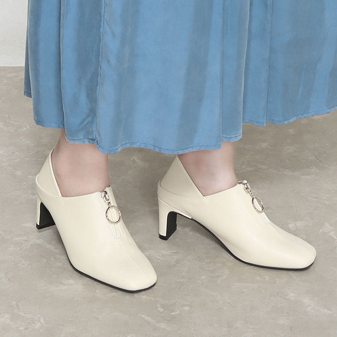 SFW Liberty Doll LiBERTYDOLL [New with defects] Square Toe Ring Zip Beautiful Leg Booties / 1162