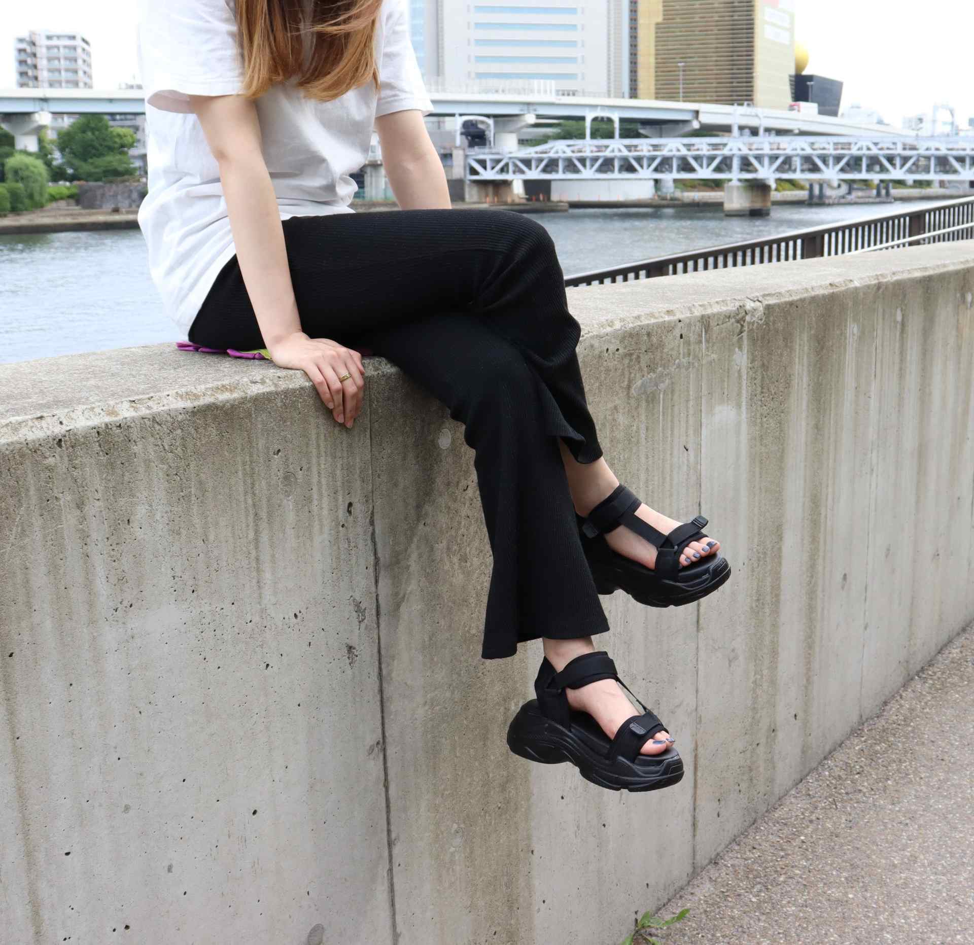 リバティードール LiBERTYDOLL 2020SS厚底スポーツサンダル/4083,オールブラック