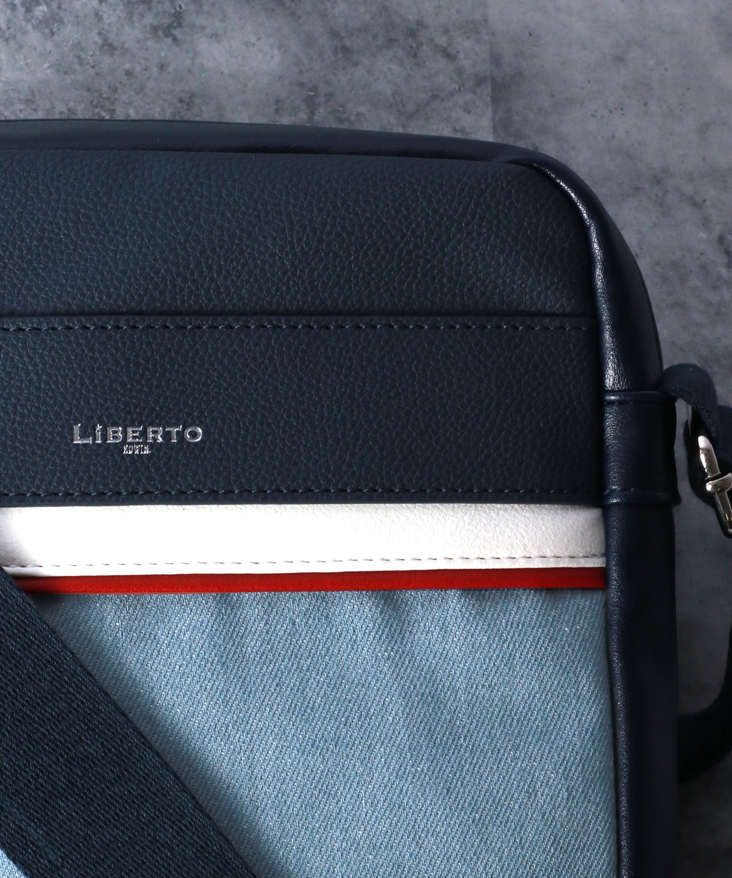LiBERTO EDWIN Denim Synthetic Leather Combination Shoulder Bag