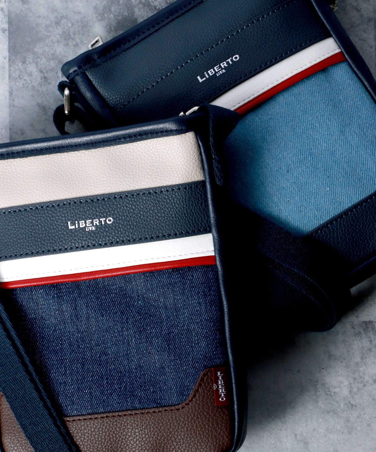LiBERTO EDWIN Denim Synthetic Leather Combination Mini Shoulder Bag