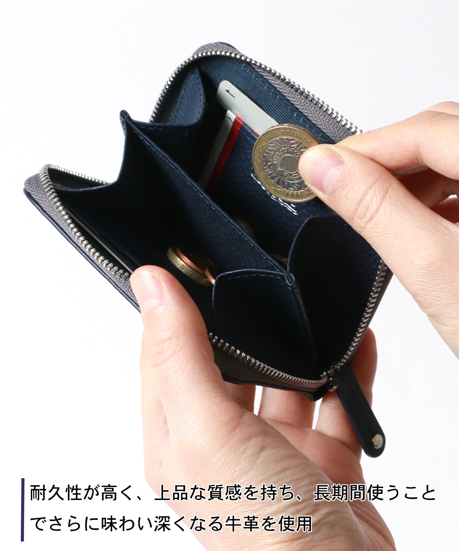 LiBERTO EDWIN Shrink Leather Genuine Leather Round Zipper Coin Case Coin Purse