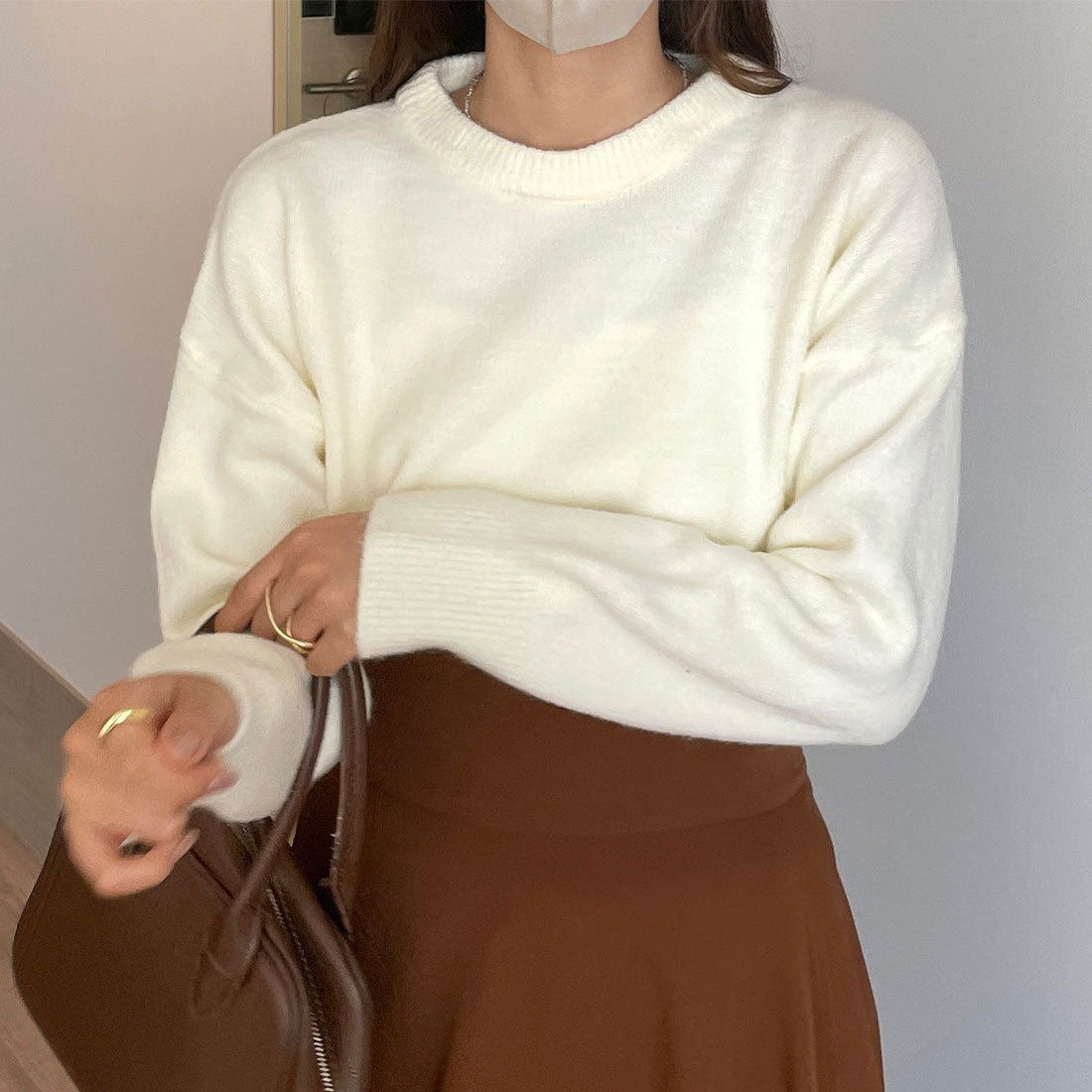 ルエレ Louere Louere クルーネックニット,ホワイト