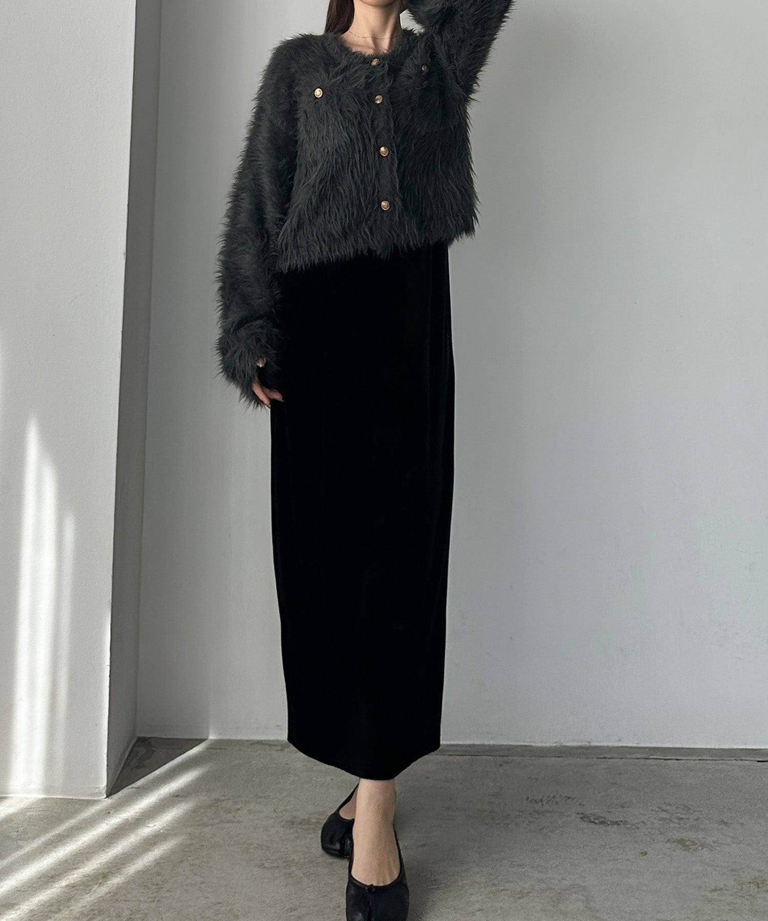 ルエレ Louere Louere ゴールドボタンシャギーニットカーディガン