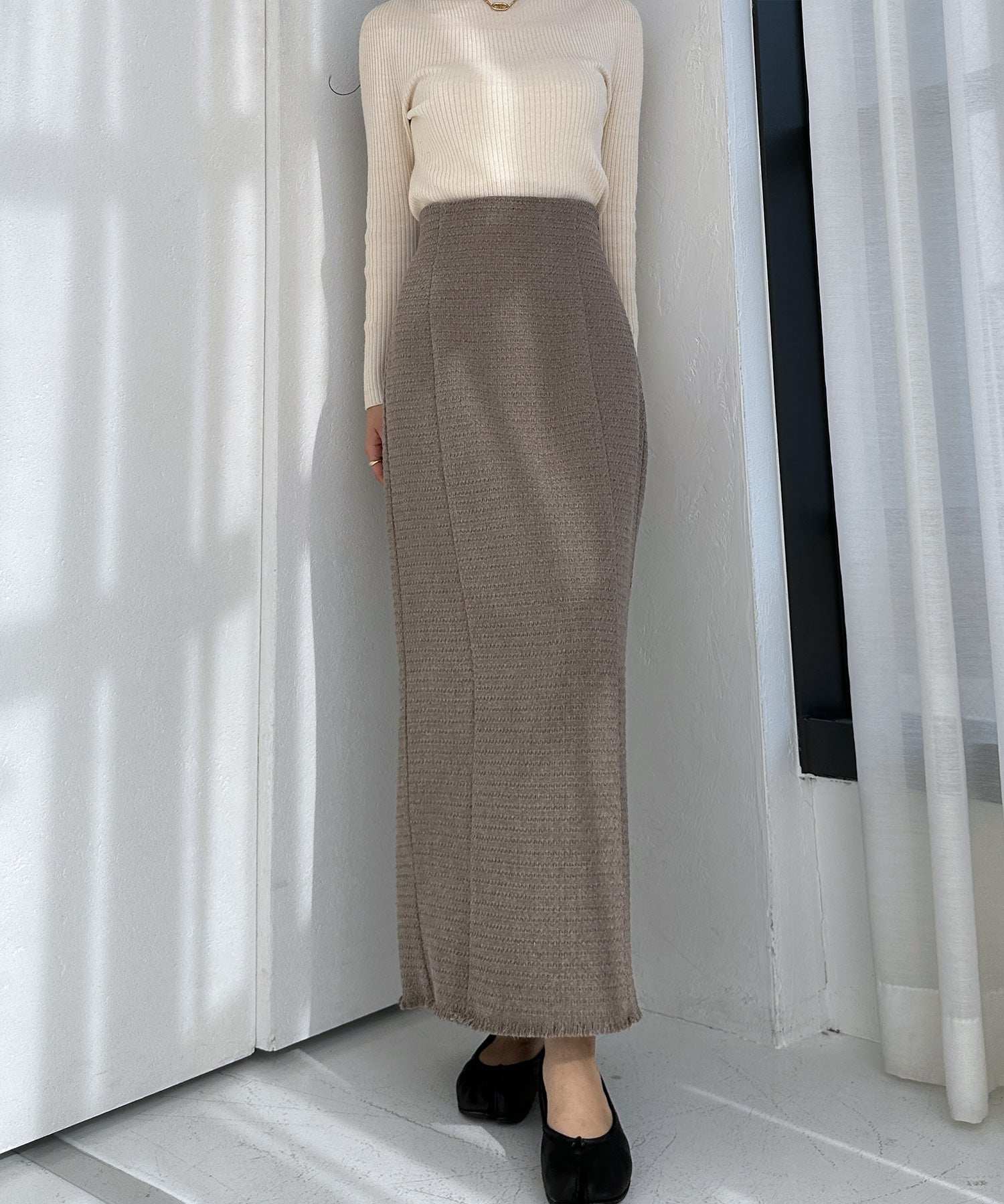 ルエレ Louere Louere ツイードハイウエストペンシルスカート