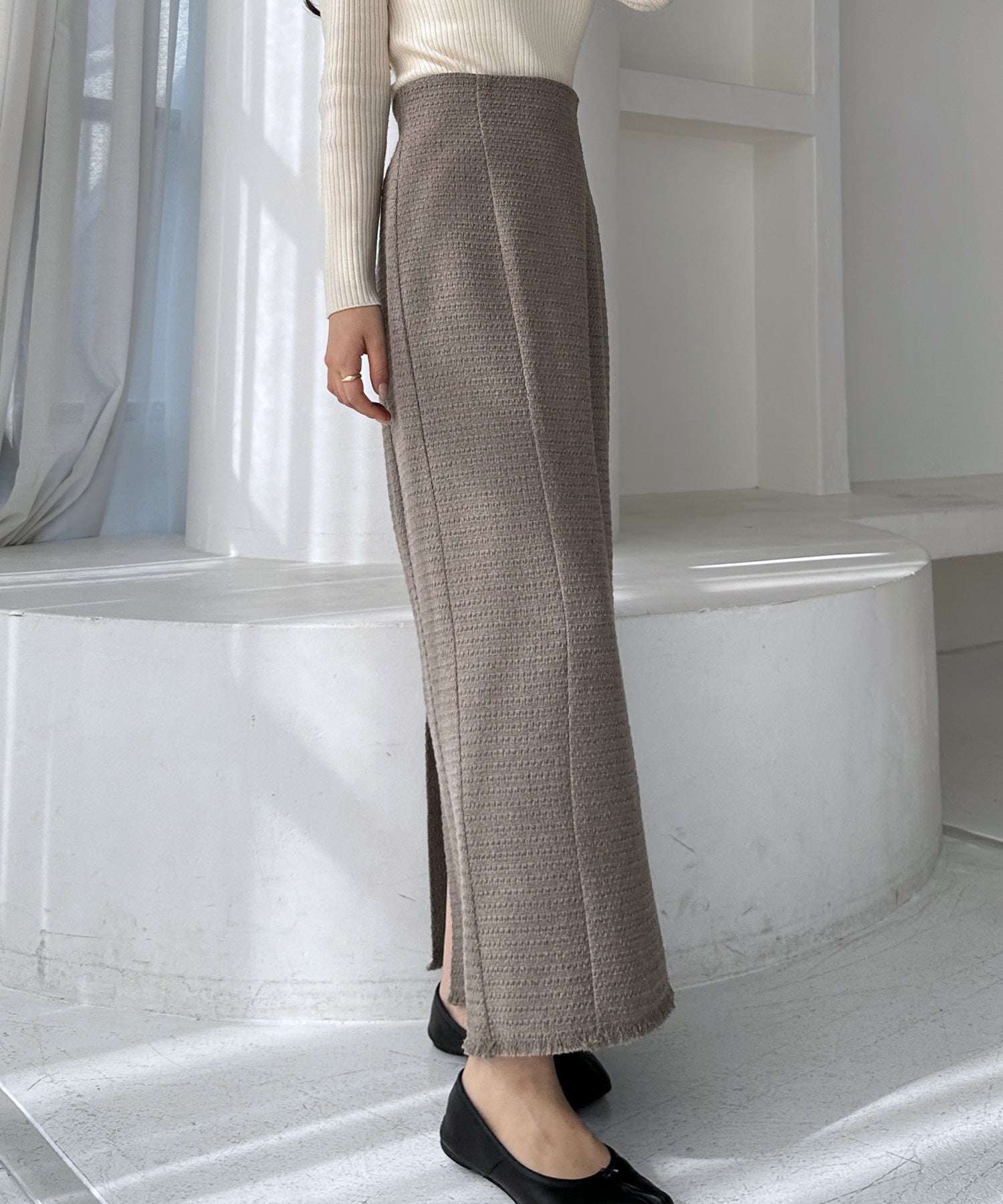 ルエレ Louere Louere ツイードハイウエストペンシルスカート