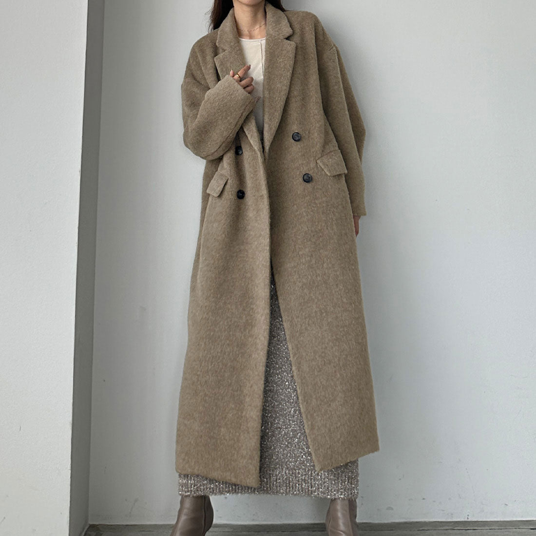 ルエレ Louere Louere ダブルロングシャギーチェスターコート