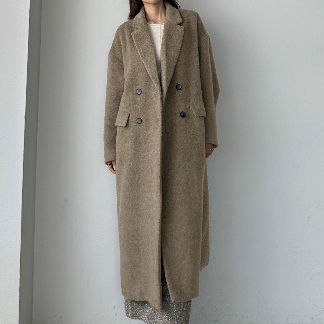 ルエレ Louere Louere ダブルロングシャギーチェスターコート