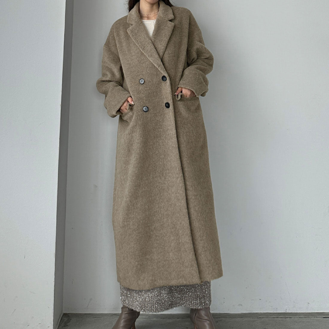 ルエレ Louere Louere ダブルロングシャギーチェスターコート