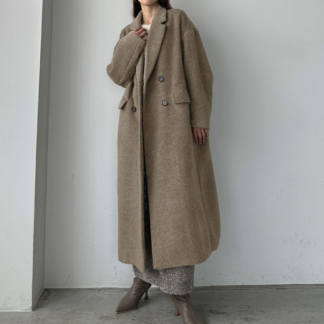 ルエレ Louere Louere ダブルロングシャギーチェスターコート