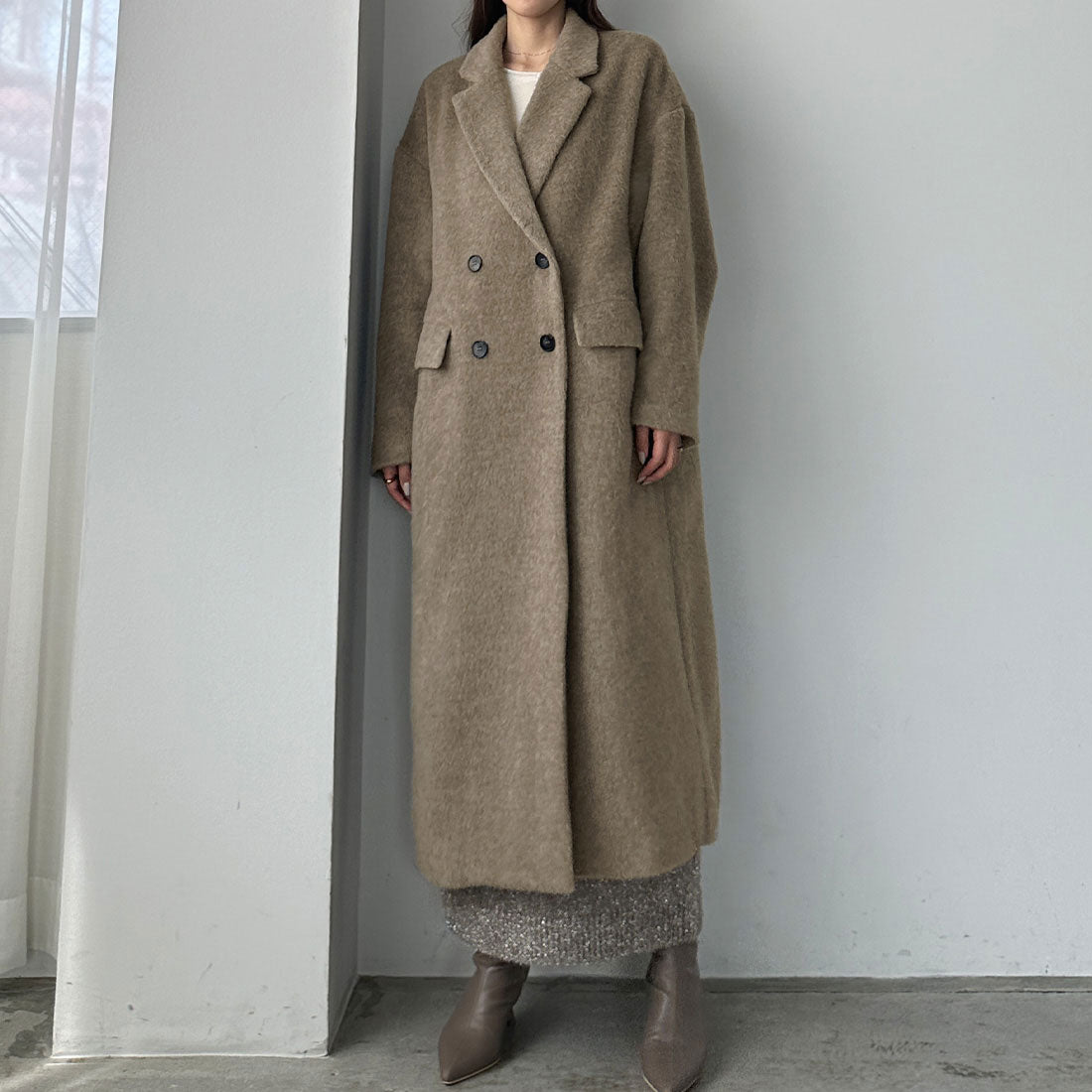 ルエレ Louere Louere ダブルロングシャギーチェスターコート