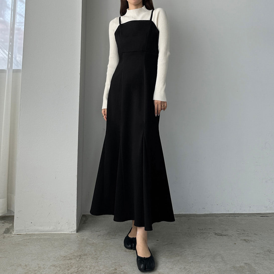 ルエレ Louere Louere ウォームマーメイドリボンキャミワンピース【秋冬もっちり素材】