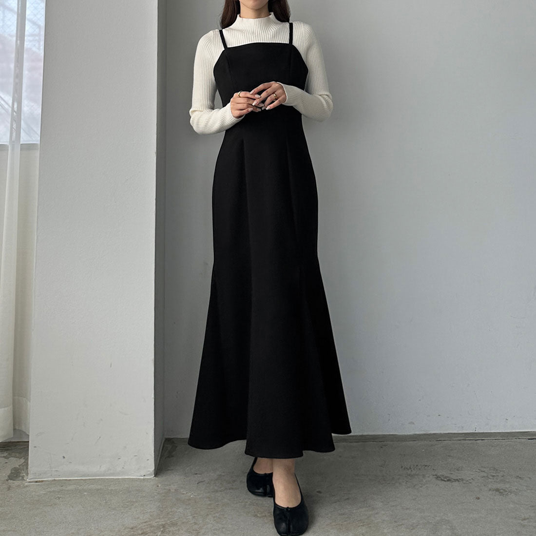 ルエレ Louere Louere ウォームマーメイドリボンキャミワンピース【秋冬もっちり素材】