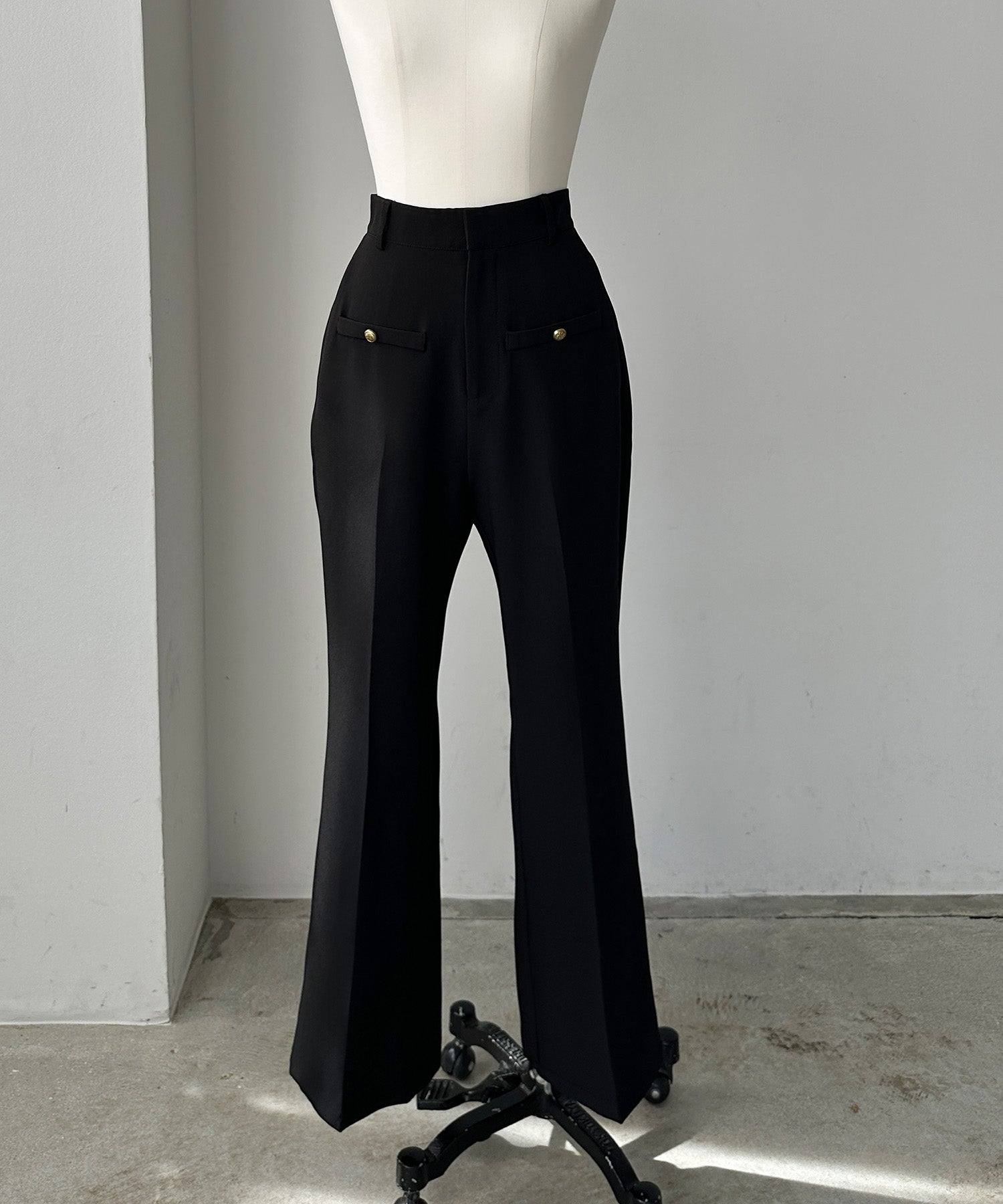 ルエレ Louere Louere ゴールドボタンフレアパンツ （ブラック） ブラック