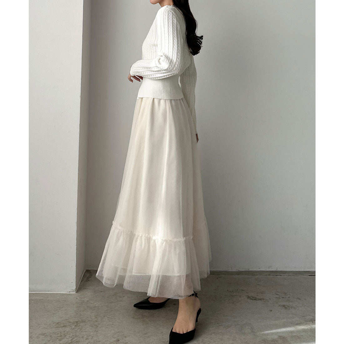 ルエレ Louere Louere ゴールドボタンケーブルニットカーディガン