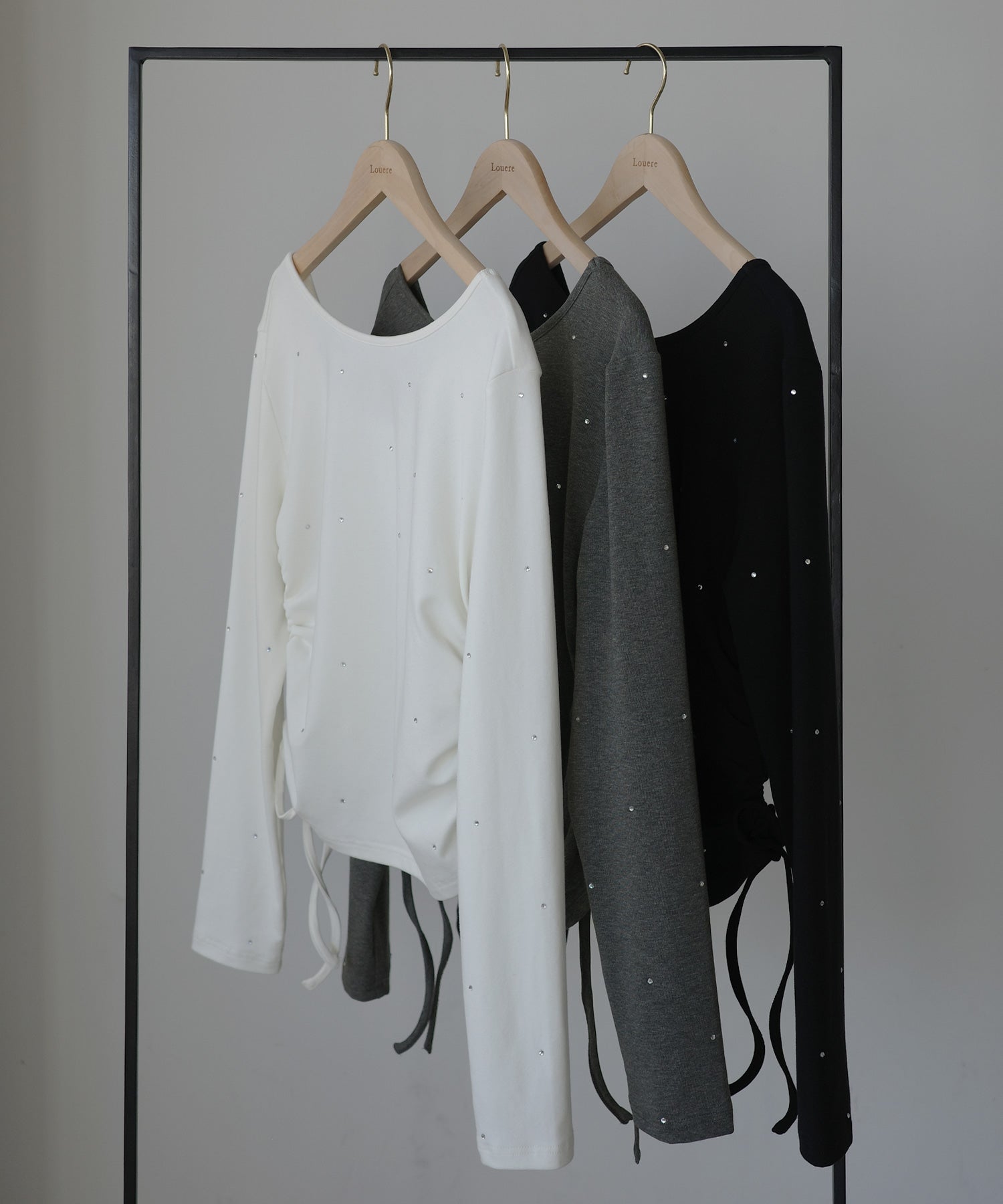 ルエレ Louere Louere ラインストーンドロストTシャツ （ホワイト） ホワイト