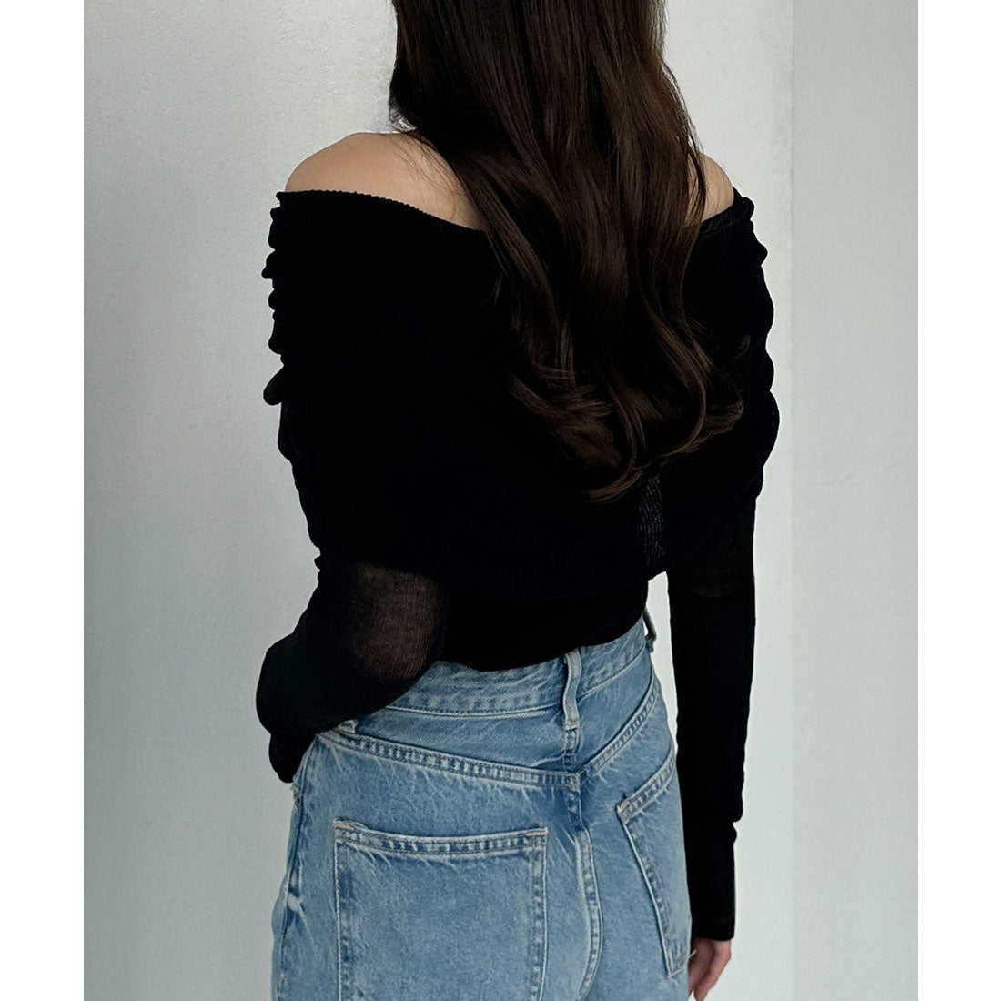 ルエレ Louere Louere シアーオフショルニットトップス