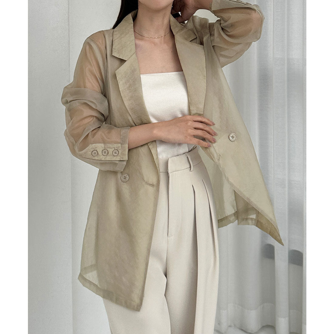 ルエレ Louere Louere シアーテーラードジャケット （グレージュ） グレージュ