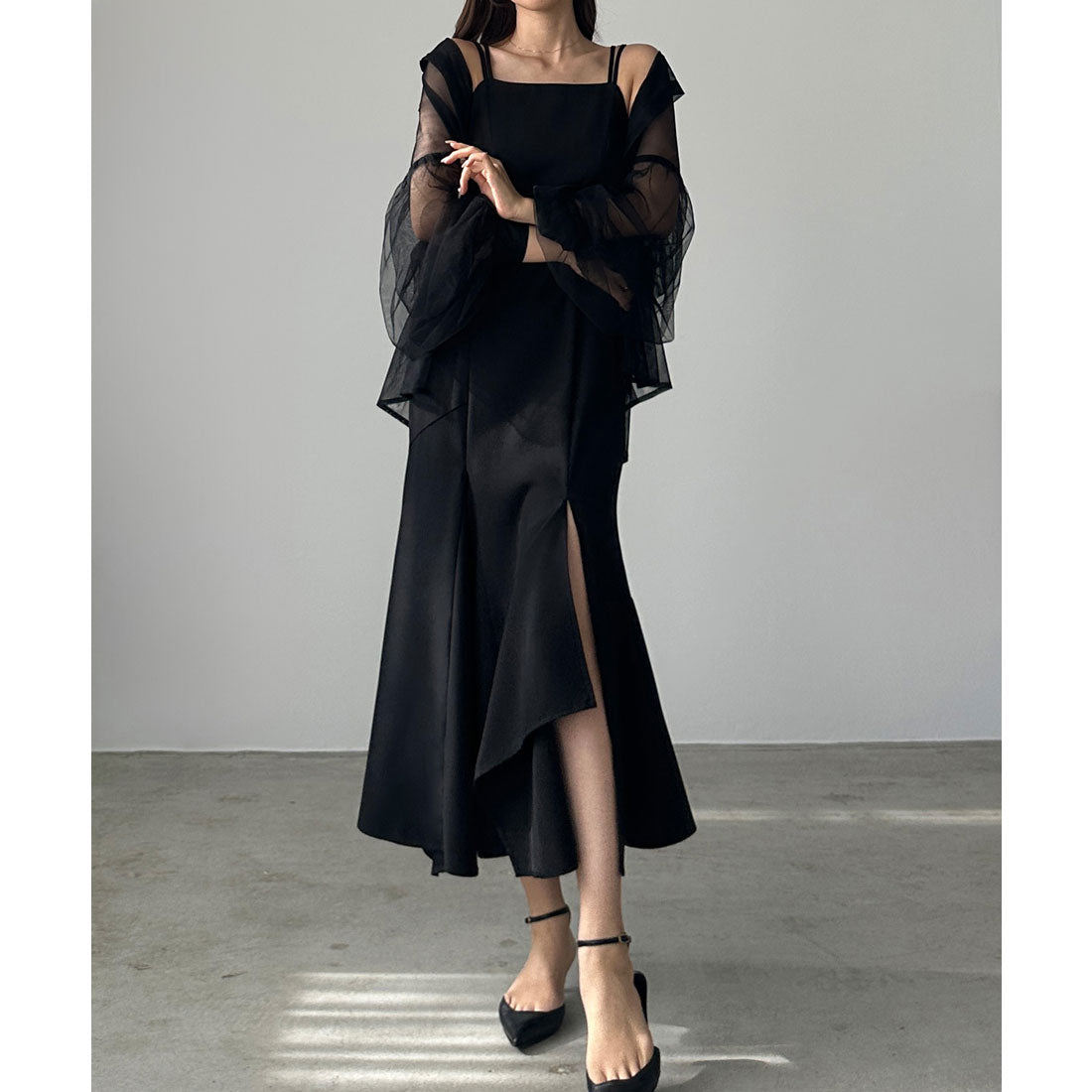 ルエレ Louere Louere イレヘム深スリットマーメイドキャミワンピース （ブラック） ブラック