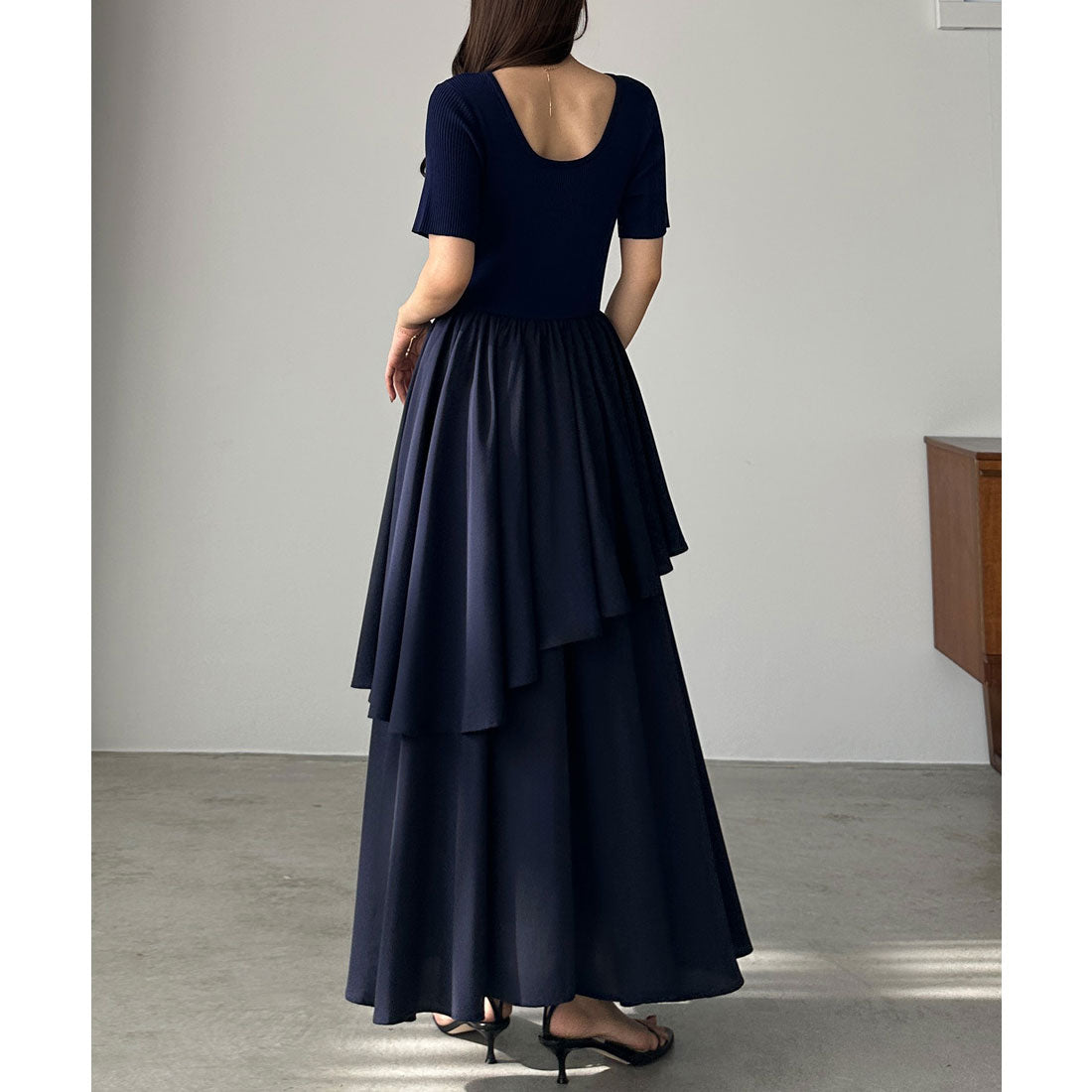 ルエレ Louere Louere ニットドッキングティアードワンピース （ネイビー） ネイビー