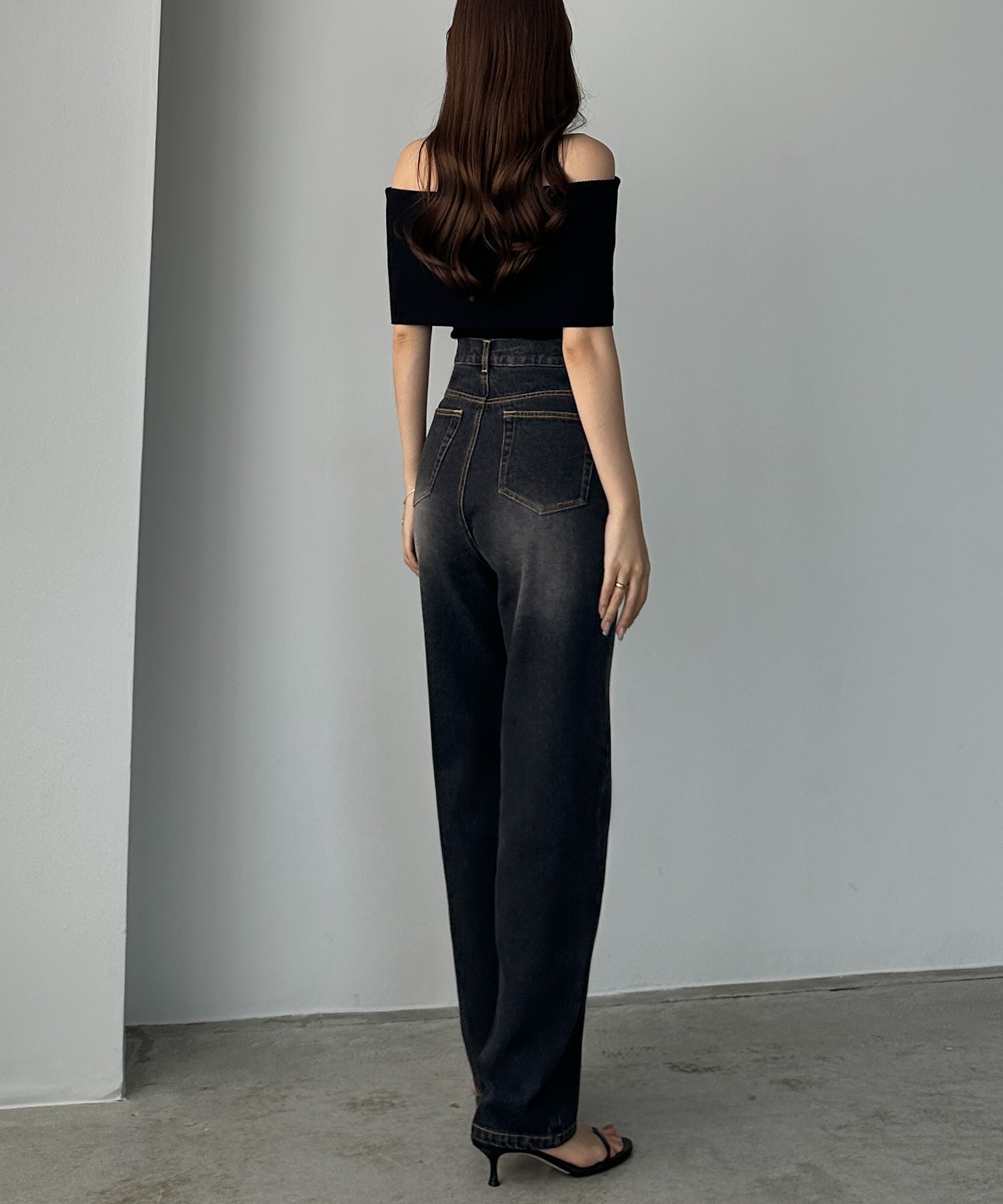 ルエレ Louere Louere ハイウエストストレートデニム （ブラック） ブラック