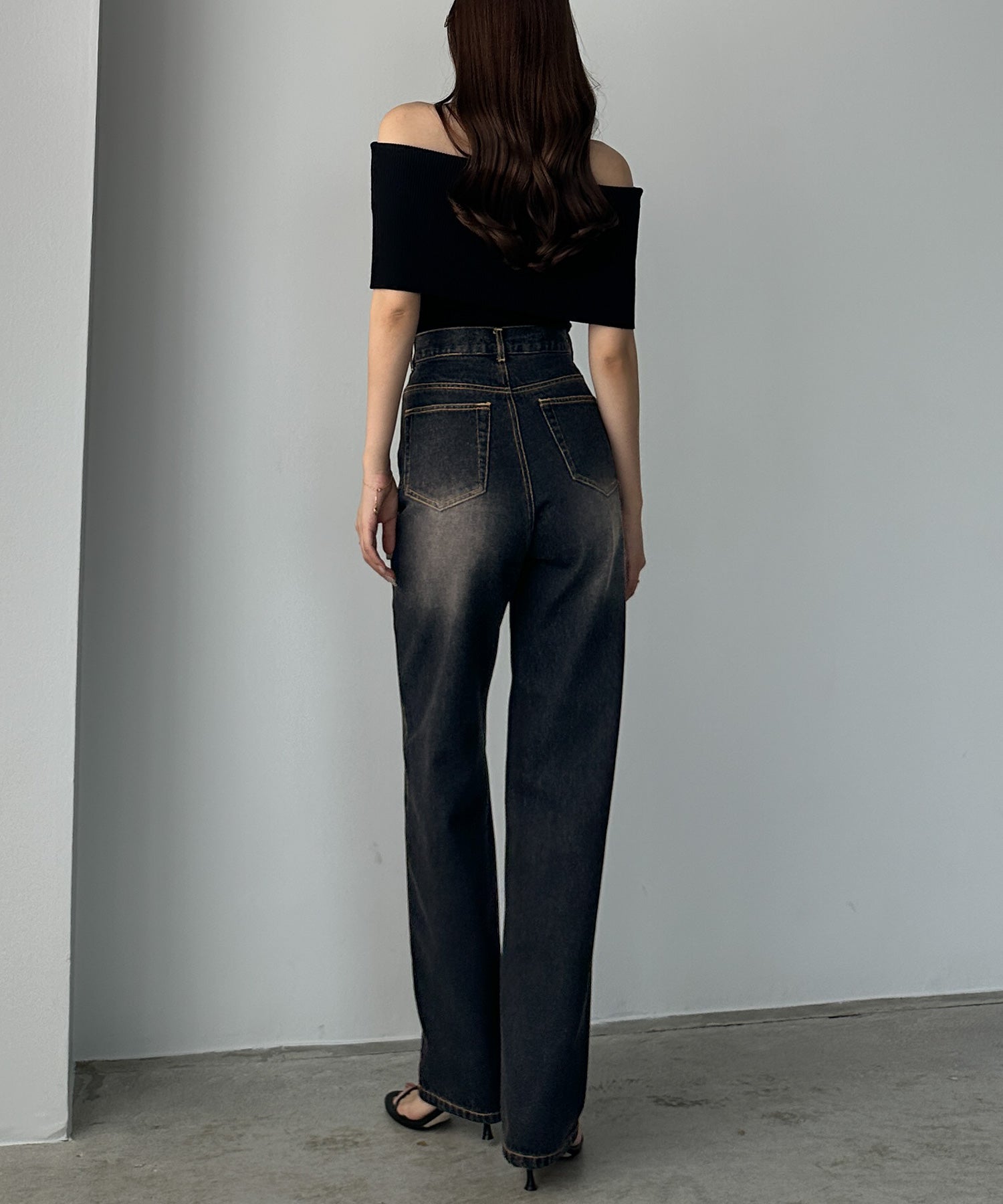 ルエレ Louere Louere ハイウエストストレートデニム （ブラック） ブラック