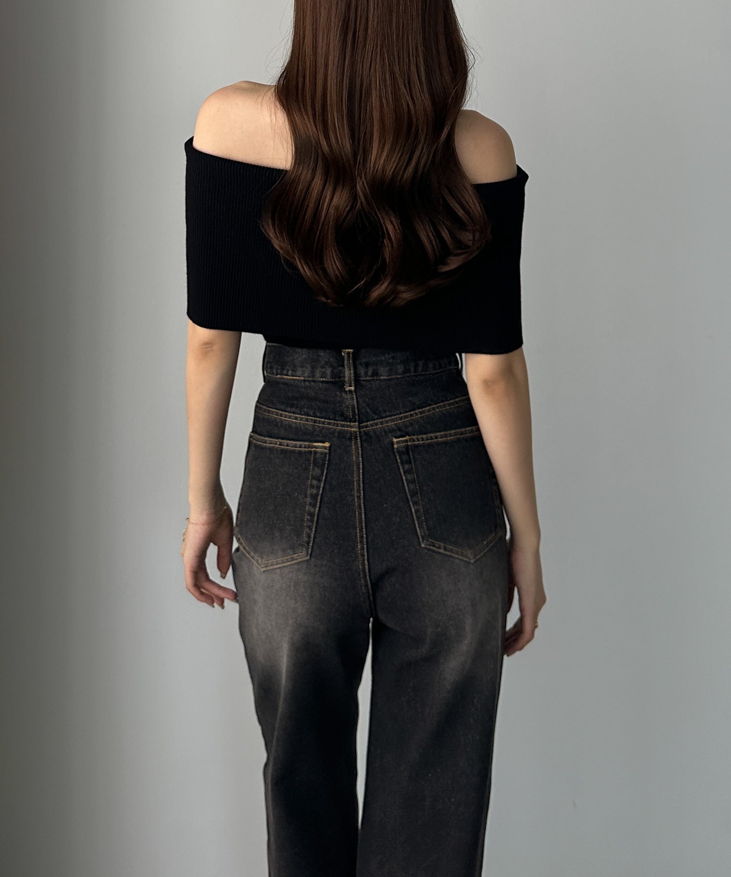 ルエレ Louere Louere ハイウエストストレートデニム （ブラック） ブラック