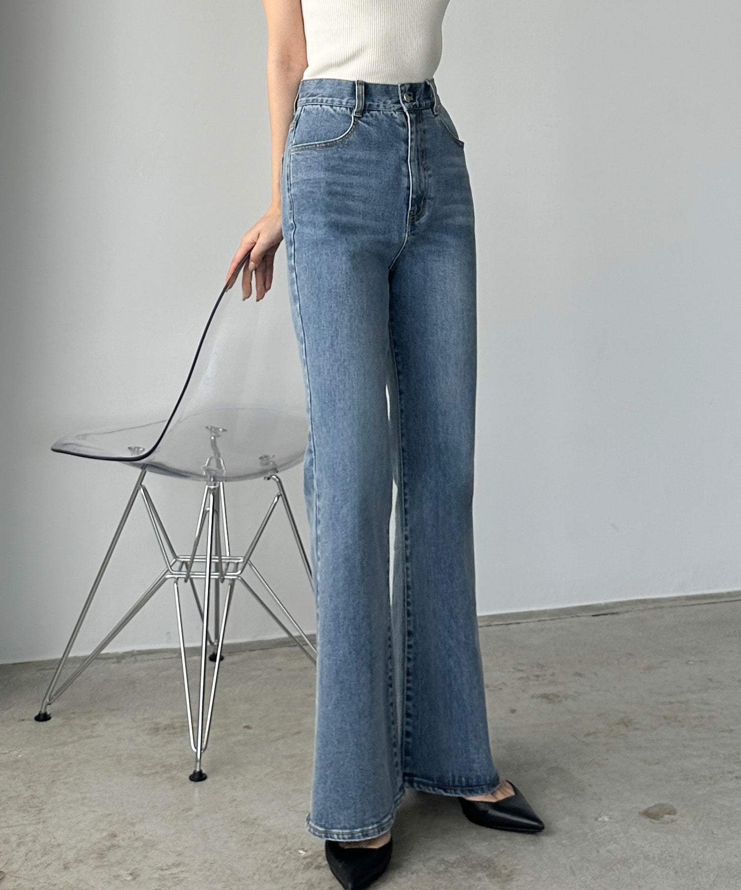 ルエレ Louere Louere ストレッチフレアデニムパンツ （ライトブルー） ライトブルー