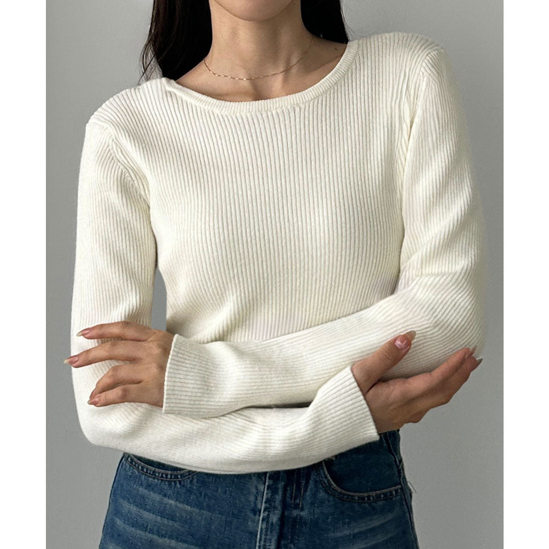 ルエレ Louere Louere 薄手前後2wayUネックリブニット （アイボリー） アイボリー