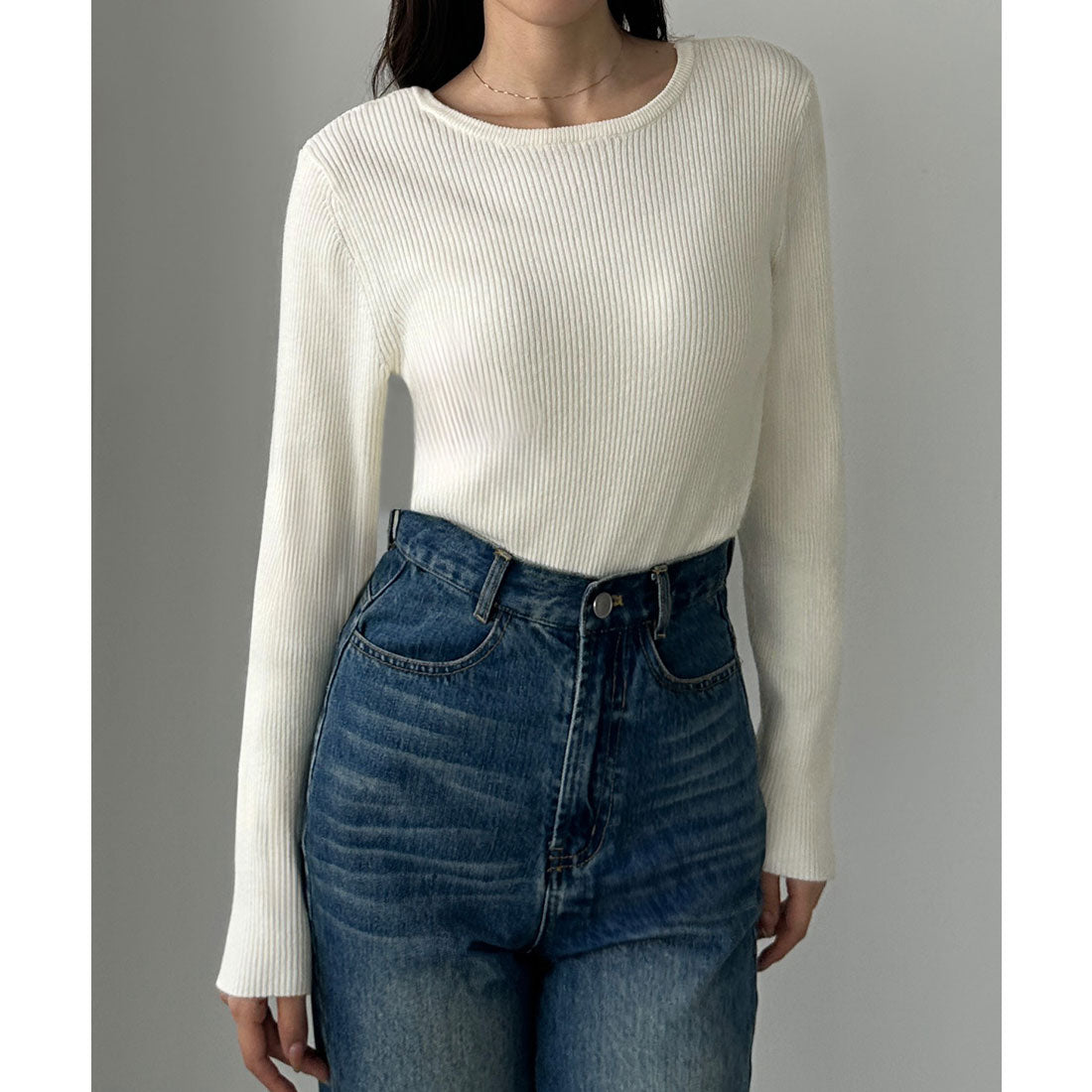 ルエレ Louere Louere 薄手前後2wayUネックリブニット （アイボリー） アイボリー