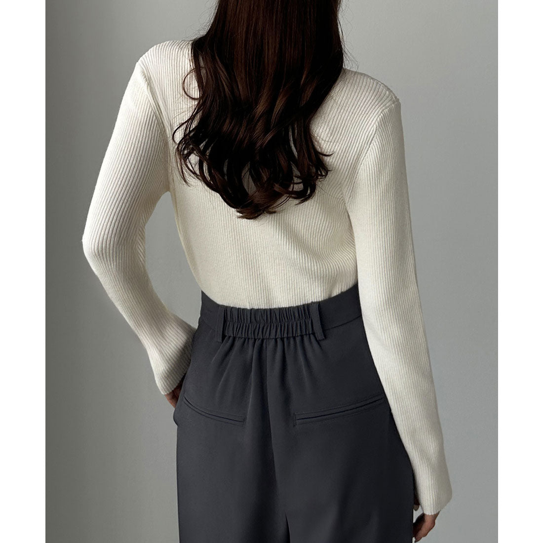 ルエレ Louere Louere 薄手前後2wayUネックリブニット （アイボリー） アイボリー