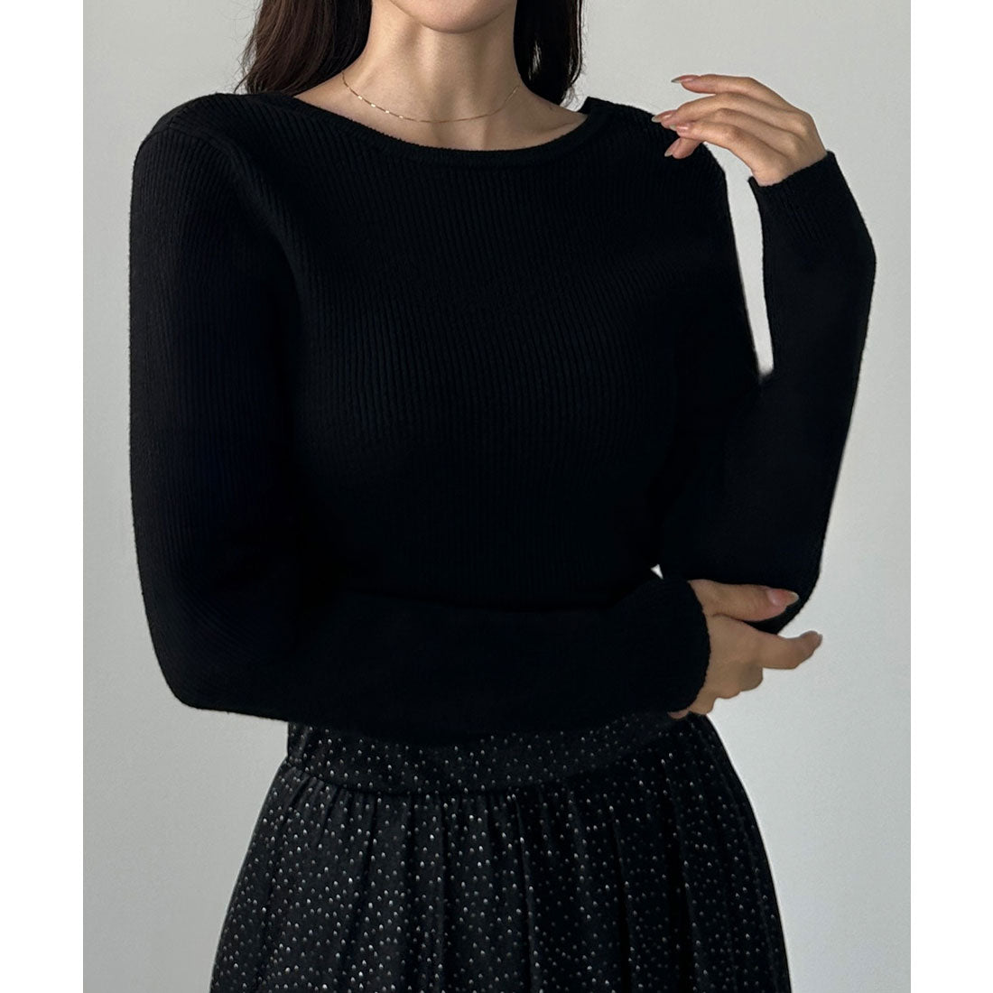 ルエレ Louere Louere 薄手前後2wayUネックリブニット （ブラック） ブラック