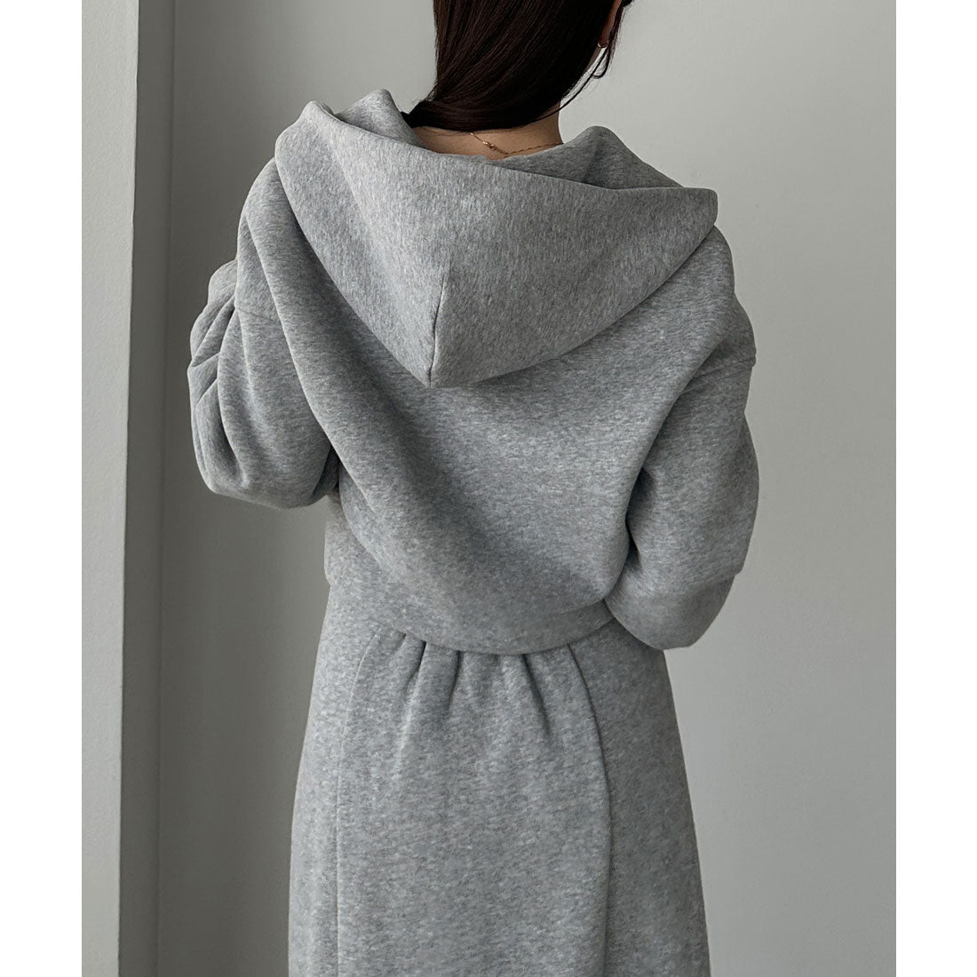 ルエレ Louere Louere 裏起毛スウェットショートパーカー+スリットマーメイドスカートSET （杢グレー） 杢グレー