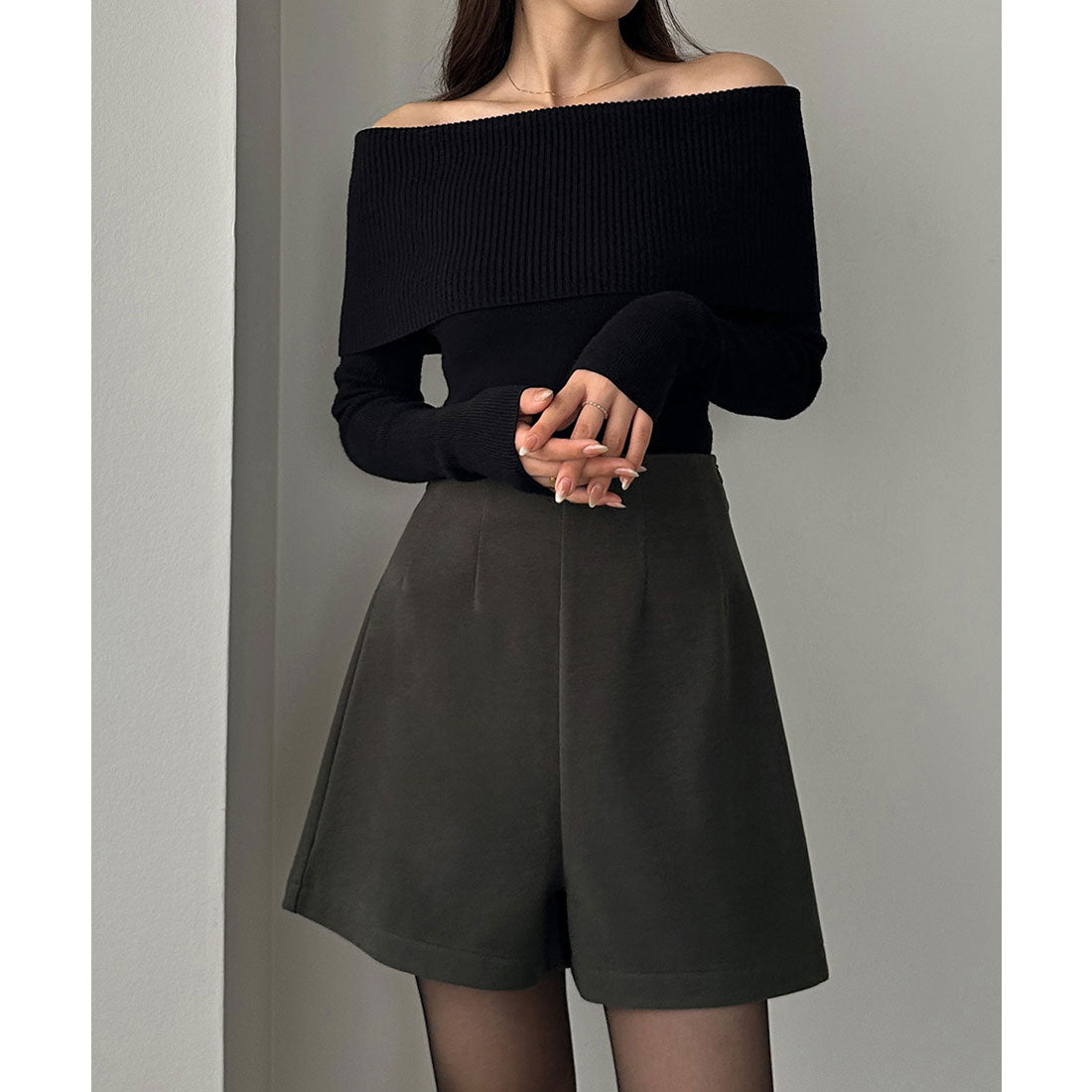 ルエレ Louere Louere ウールライクハイウエストショートパンツ （グレー） グレー