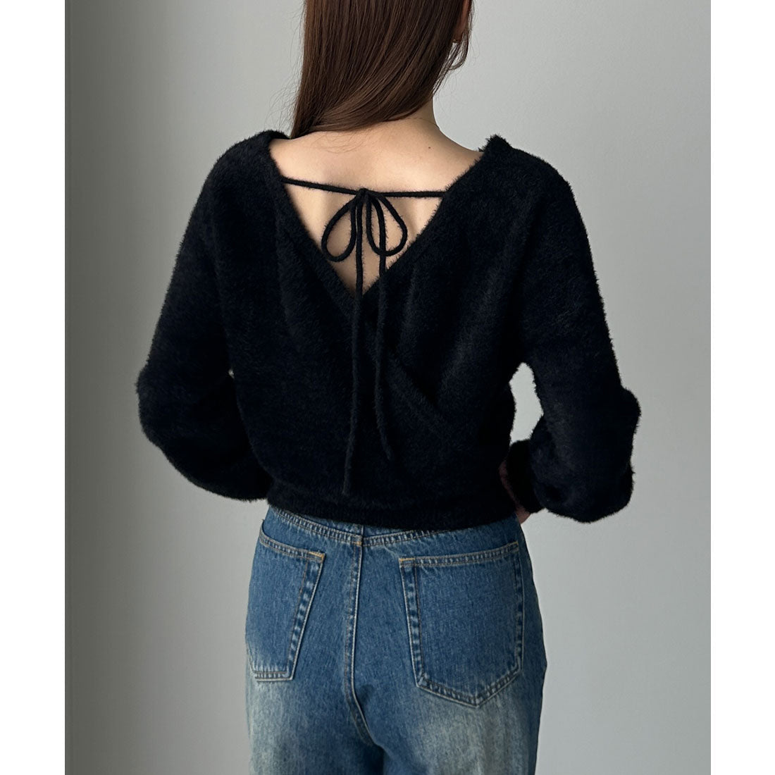 ルエレ Louere Louere バックオープンニットトップス （ブラック） ブラック