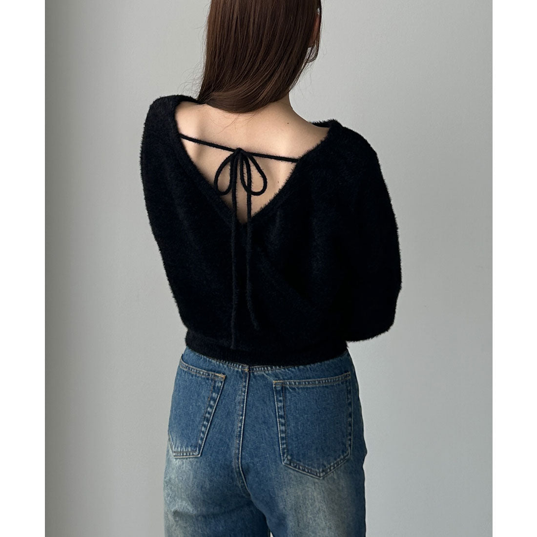 ルエレ Louere Louere バックオープンニットトップス （ブラック） ブラック