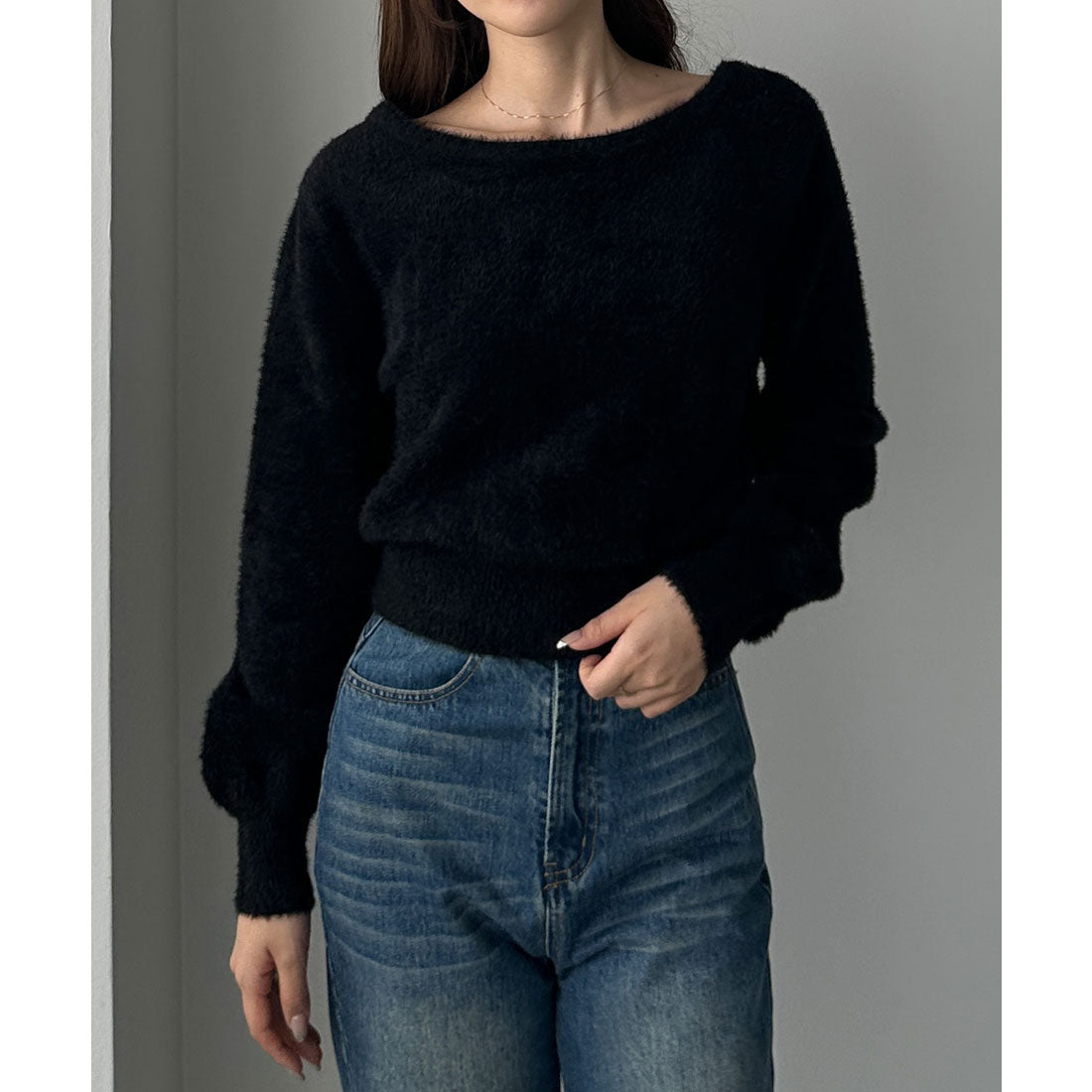 ルエレ Louere Louere バックオープンニットトップス （ブラック） ブラック