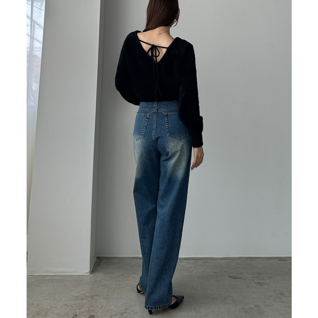 ルエレ Louere Louere バックオープンニットトップス （ブラック） ブラック