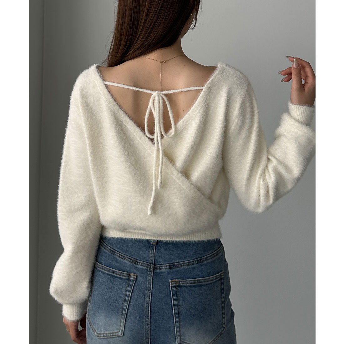 ルエレ Louere Louere バックオープンニットトップス （アイボリー） アイボリー