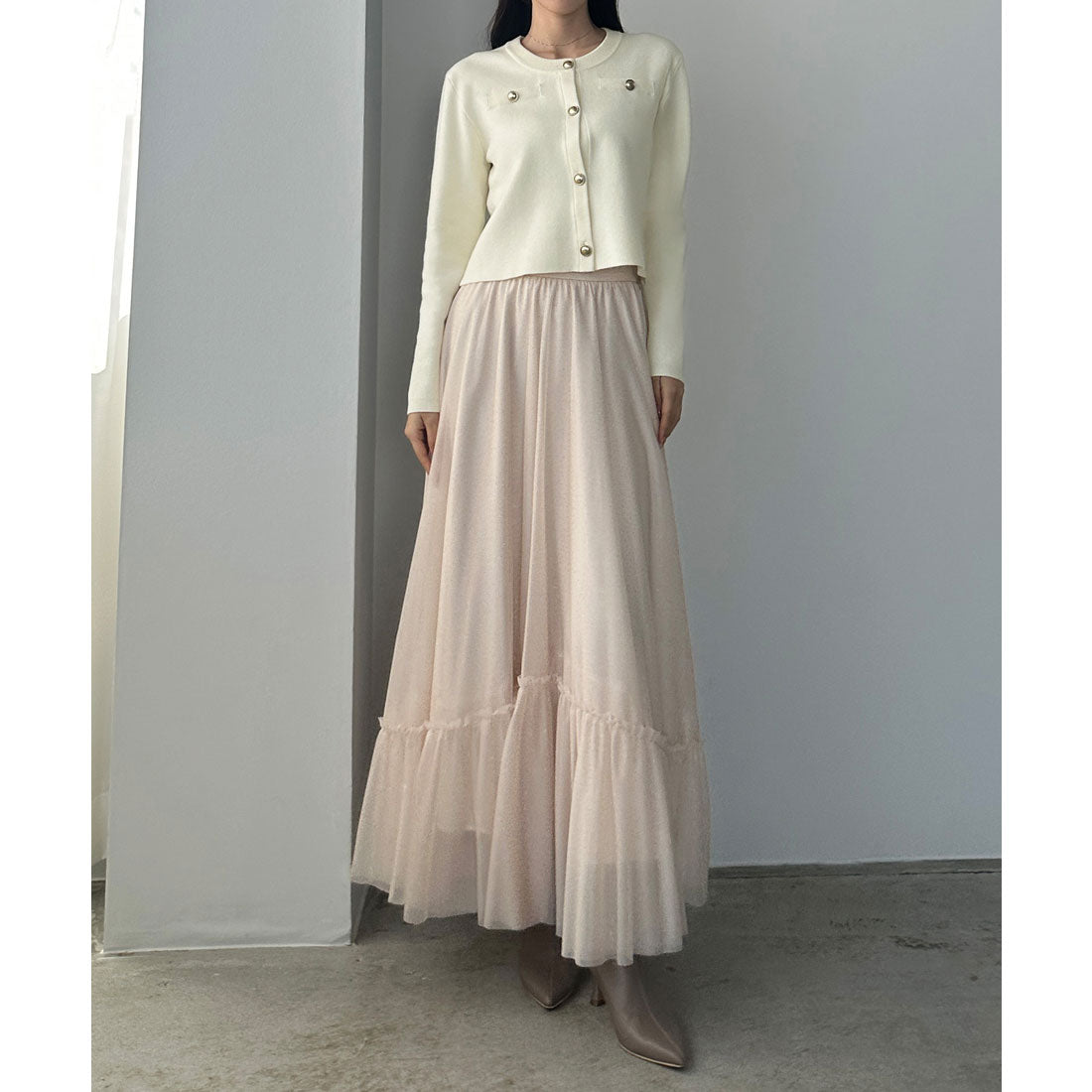 ルエレ Louere Louere ゴールドボタンニットカーディガン （アイボリー） アイボリー