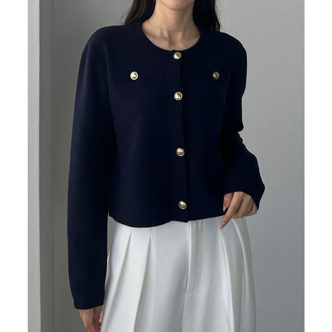 ルエレ Louere Louere ゴールドボタンニットカーディガン （ネイビー） ネイビー