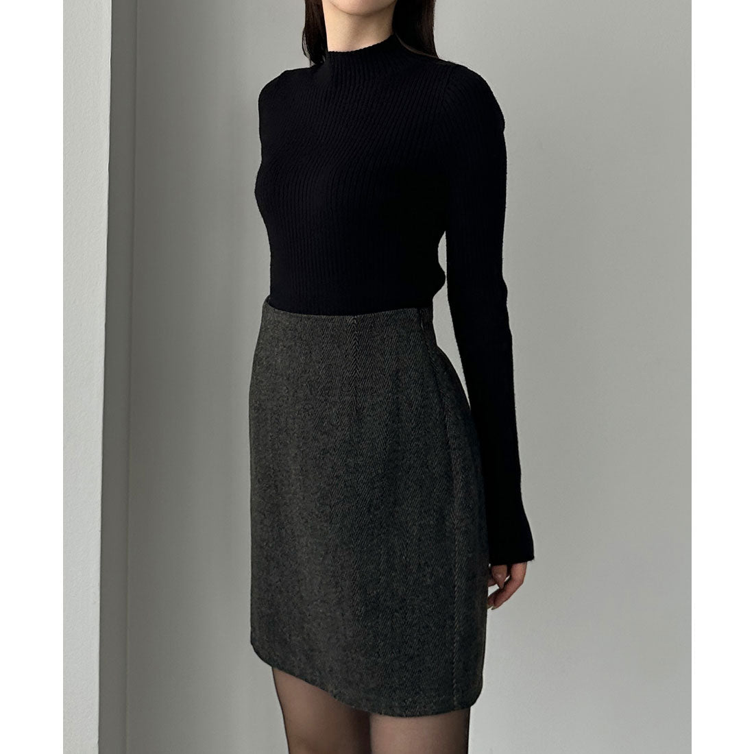 ルエレ Louere Louere ヘリンボーンテーラードジャケット＋ミニスカートSET（インパン付き） （ダークグレー） ダークグレー