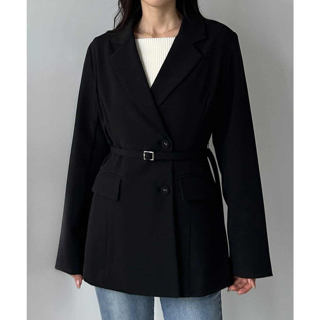 ルエレ Louere Louere ベルト付きウエストシェイプジャケット （ブラック） ブラック