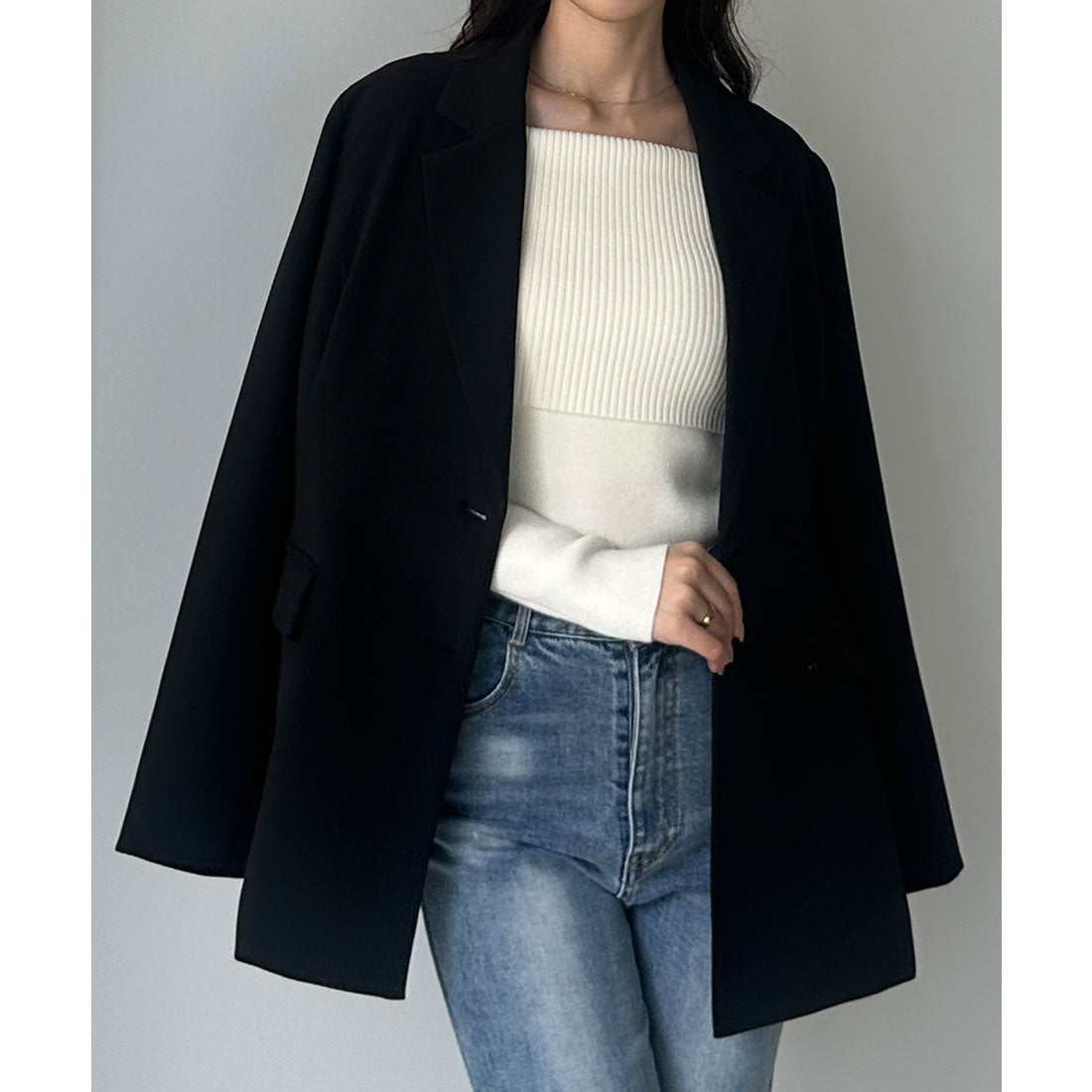 ルエレ Louere Louere ベルト付きウエストシェイプジャケット （ブラック） ブラック